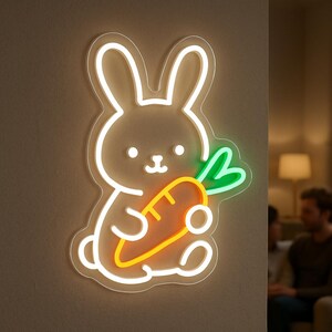 Bunny neon sign, rabbit neon light, Easter bunny led light, custom animal pet led sign