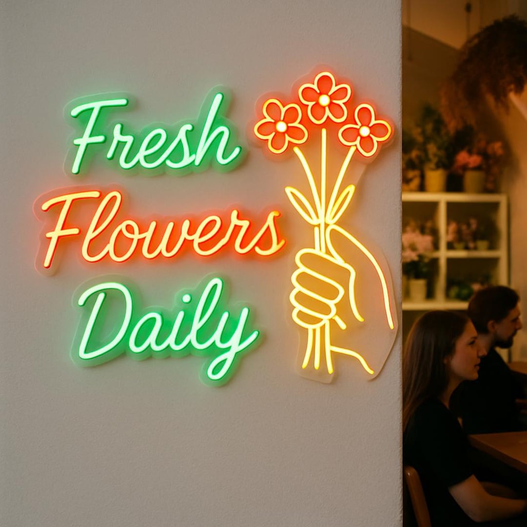 Flower Shop Neon Sign. Fresh Flowers Light. Florist Studio Led Sign ...