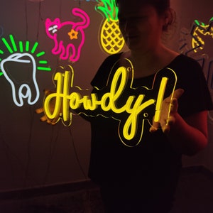 Howdy Neon Sign, Hello Sign, Western Led Sign, North American Greeting ...