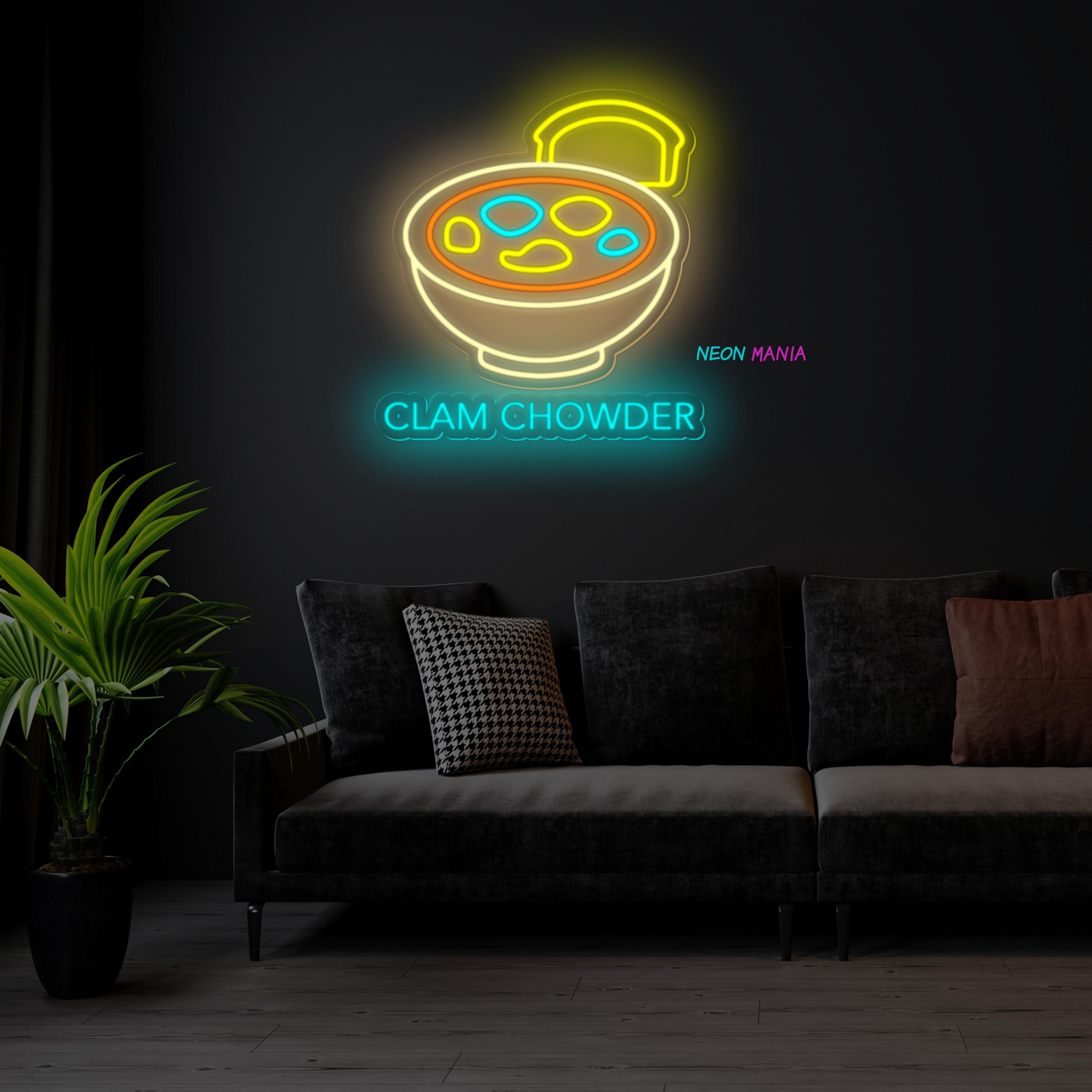 Clam Chowder LED Neon Sign. Restaurant Decor. Seafood Led Sign. Dish ...