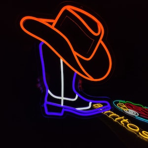 Cowboy Boot Neon Sign, Cowboy Hat Light Sign, Cowboy Shoe Led Neon