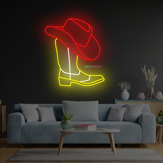 Cowboy Boot Neon Sign Cowboy Hat Light Sign Cowboy Shoe Led - Etsy