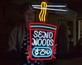 Send noods neon sign, Noodle neon sign, Japanese Ramen led neon sign, street food led light, ramen light up