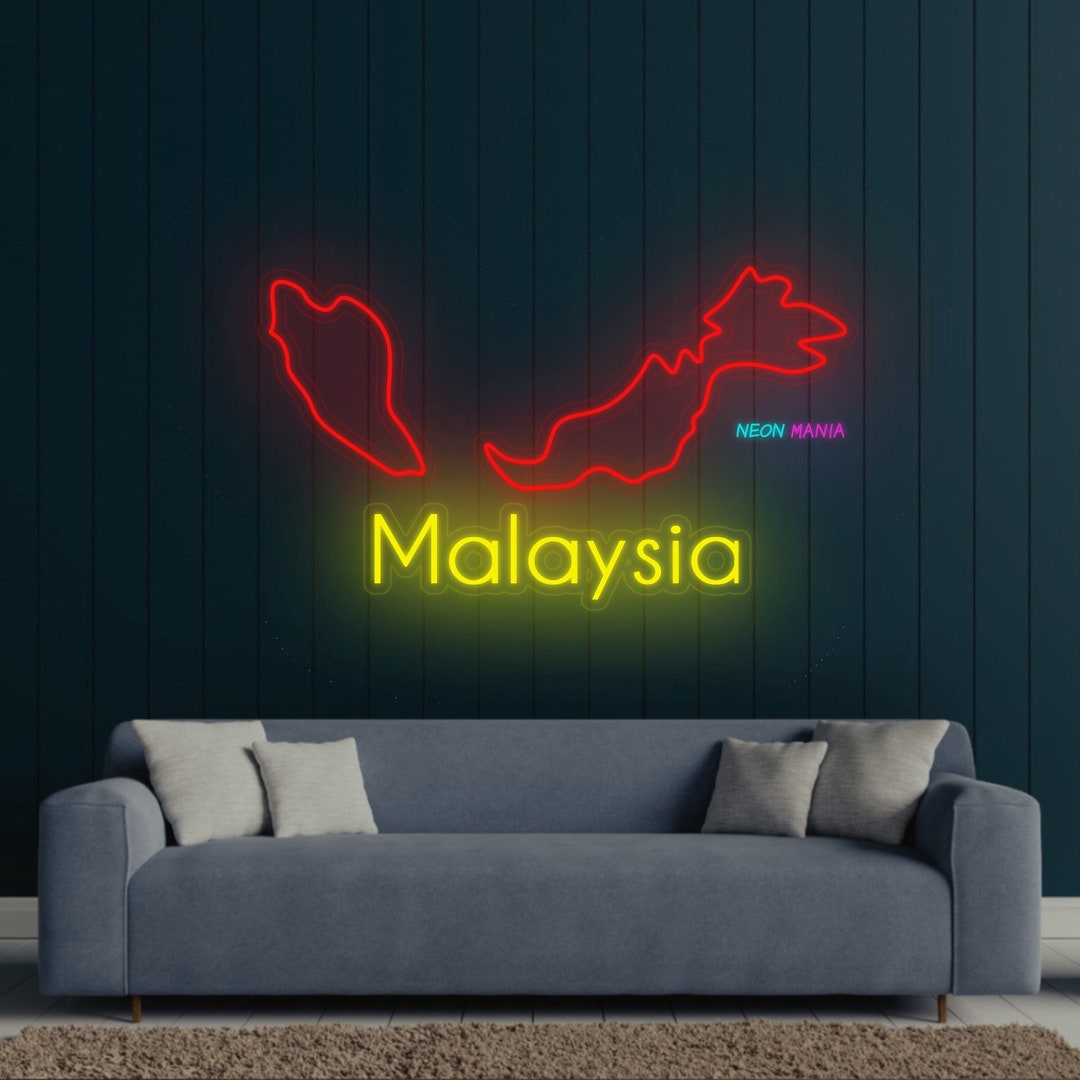 Malaysia Map Neon Sign, Malaysia Led Neon, Custom Country in Southeast