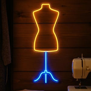 Tailor Mannequin Neon Sign. LED Decor for Tailoring Studio. Neon Decor for Sewing Studio. Mannequin Led Light