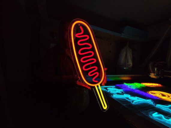 Corn Dog Neon Sign, Fast Food Led Light, Food Neon Light for Bar
