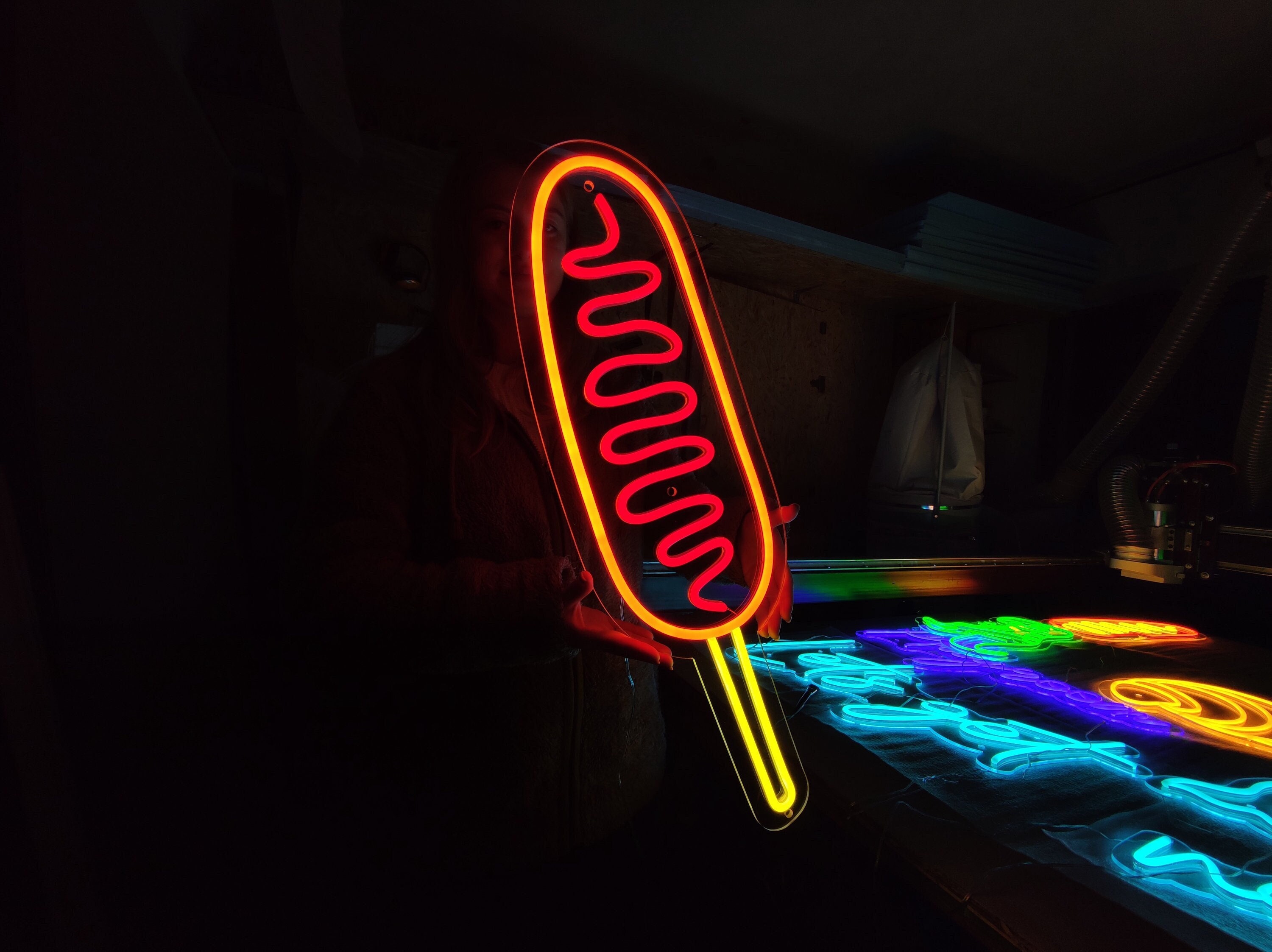 Corn Dog Neon Sign, Fast Food Led Light, Food Neon Light for Bar