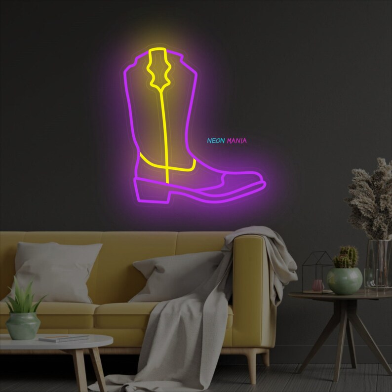 Cowboy boot neon sign, cowboy shoe led sign, western neon light, custom wall cowboy decor led light image 6