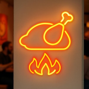 Jerk Chicken Neon Sign. Restaurant Light. Cooking Led Sign. Gift Idea Chef.