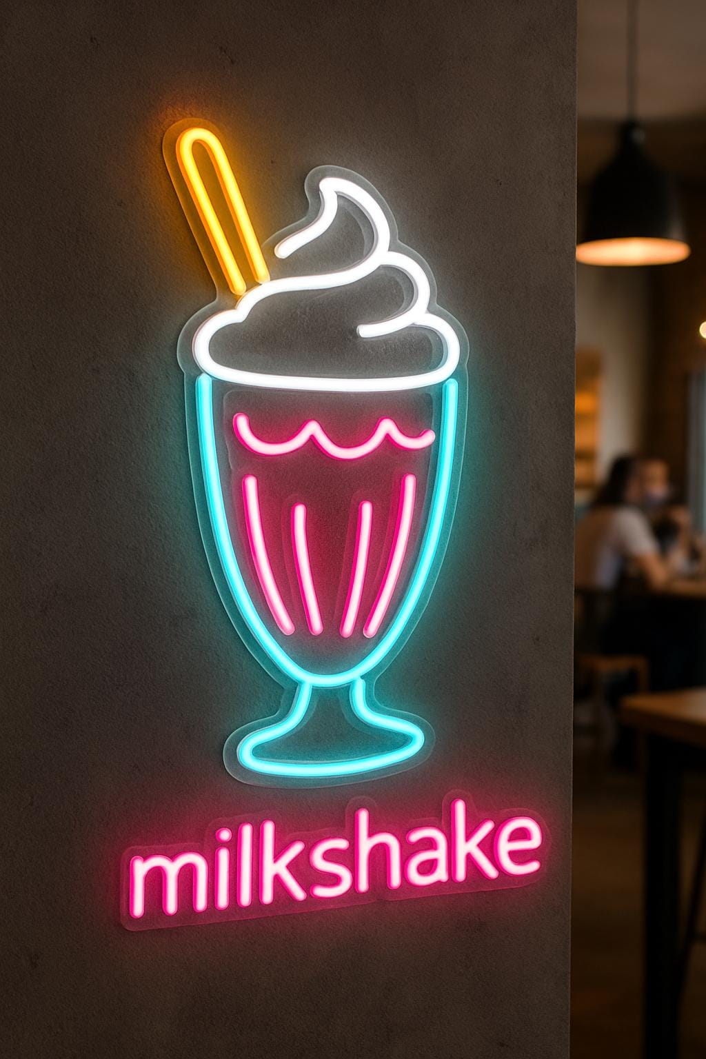 Milkshake Sign Menu Milkshake Neon Sign. Dairy Product Neon Sign. Cafe LED Decor. Sweet ...