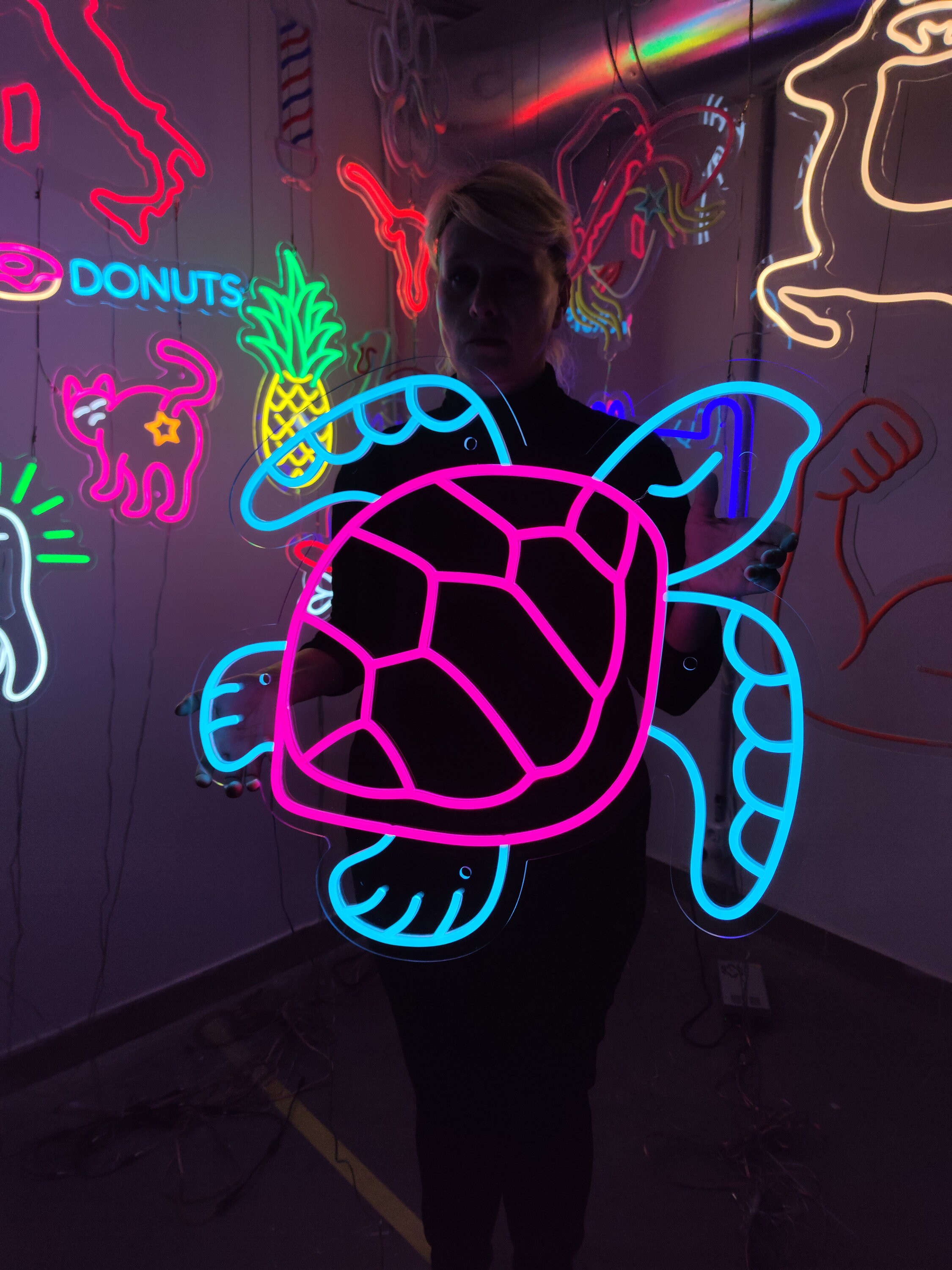 Neon Turtle Sign Sea Turtle Hibiscus Neon Light Sea Turtle Hibiscus Neon Sign - Blue ...