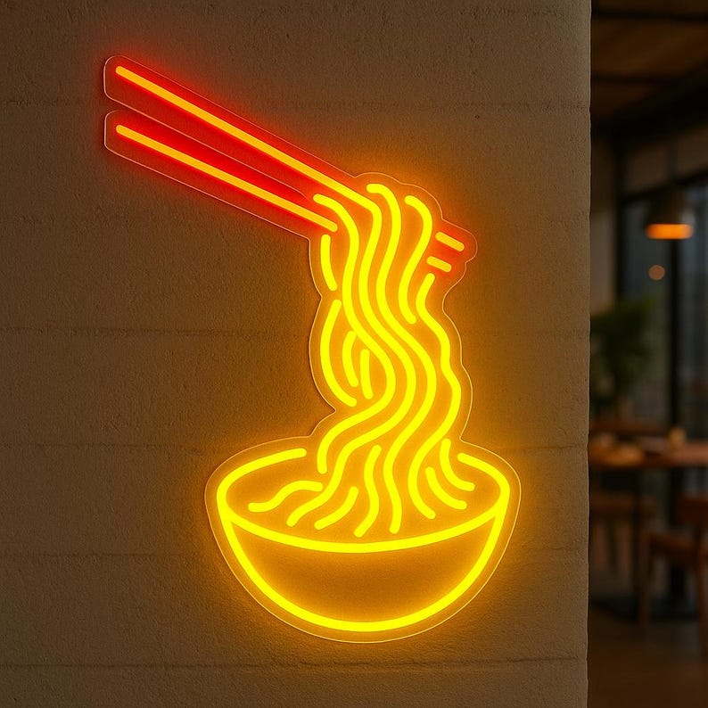 Noodles Neon Sign. LED Restaurant Decor. Chef Gift Idea. Chinese Food ...