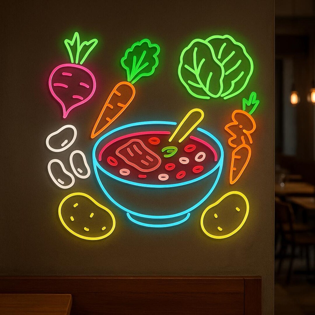 Soup Sign Led Hot Dishes Neon Sign. Soups Led Sign. Restaurant Neon Light. Gift Idea ...