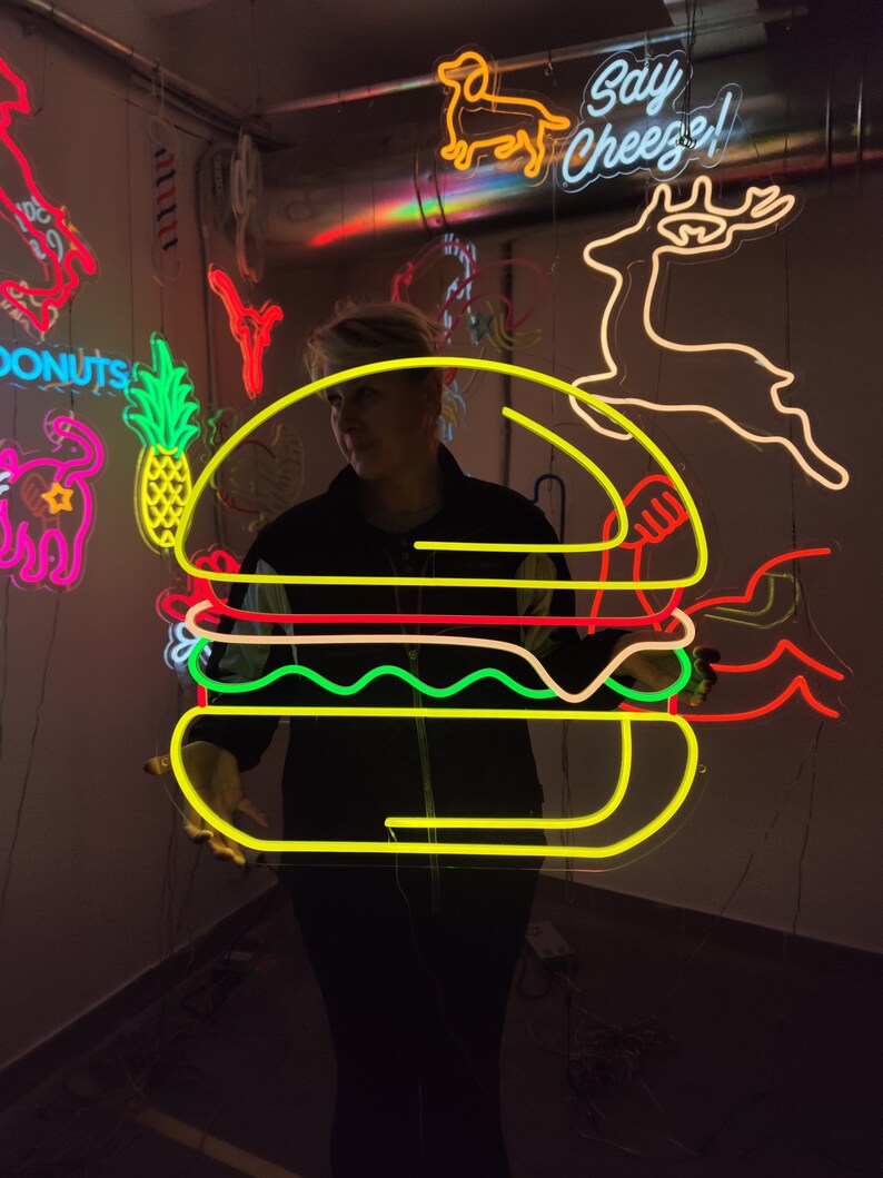 Burger Neon Sign, Cheeseburger Led, Hamburger Neon Light, Chicken ...