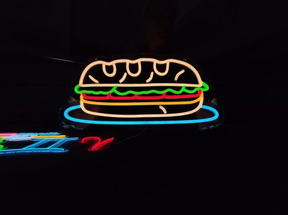【19AW】 NEON SIGN Sandwich Brouson Sandwich Neon Sign, Hoagie Led Sign, Burger Light Sign, Fast