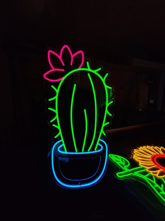 actus Neon Sign, Cactus in a Pot Led Light, Cactus With a Flower Neon  Light Sign, Houseplant Sign, Custom Plant Sign - Etsy