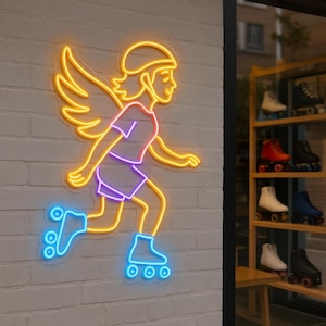 Roller Skate Neon Sign. Extreme Sport LED Decor. Gift Idea for Roller Skater.