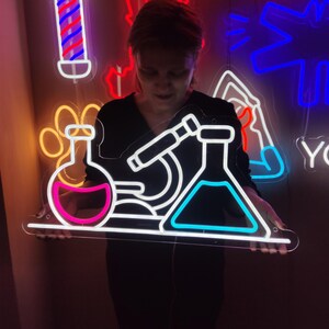 Science Laboratory Neon Sign. Medical Lab LED Decor. Neon Microscope ...