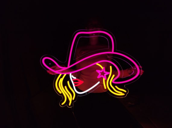 Cowgirl Neon Sign Girl in a Cowboy Hat Led Neon Light Woman - Etsy