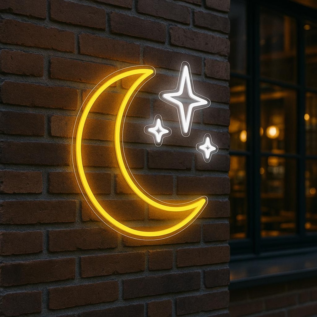 Hoon Signs Moon Neon Sign. Weather Led Sign. Weather Station LED Decor. Home Wall ...