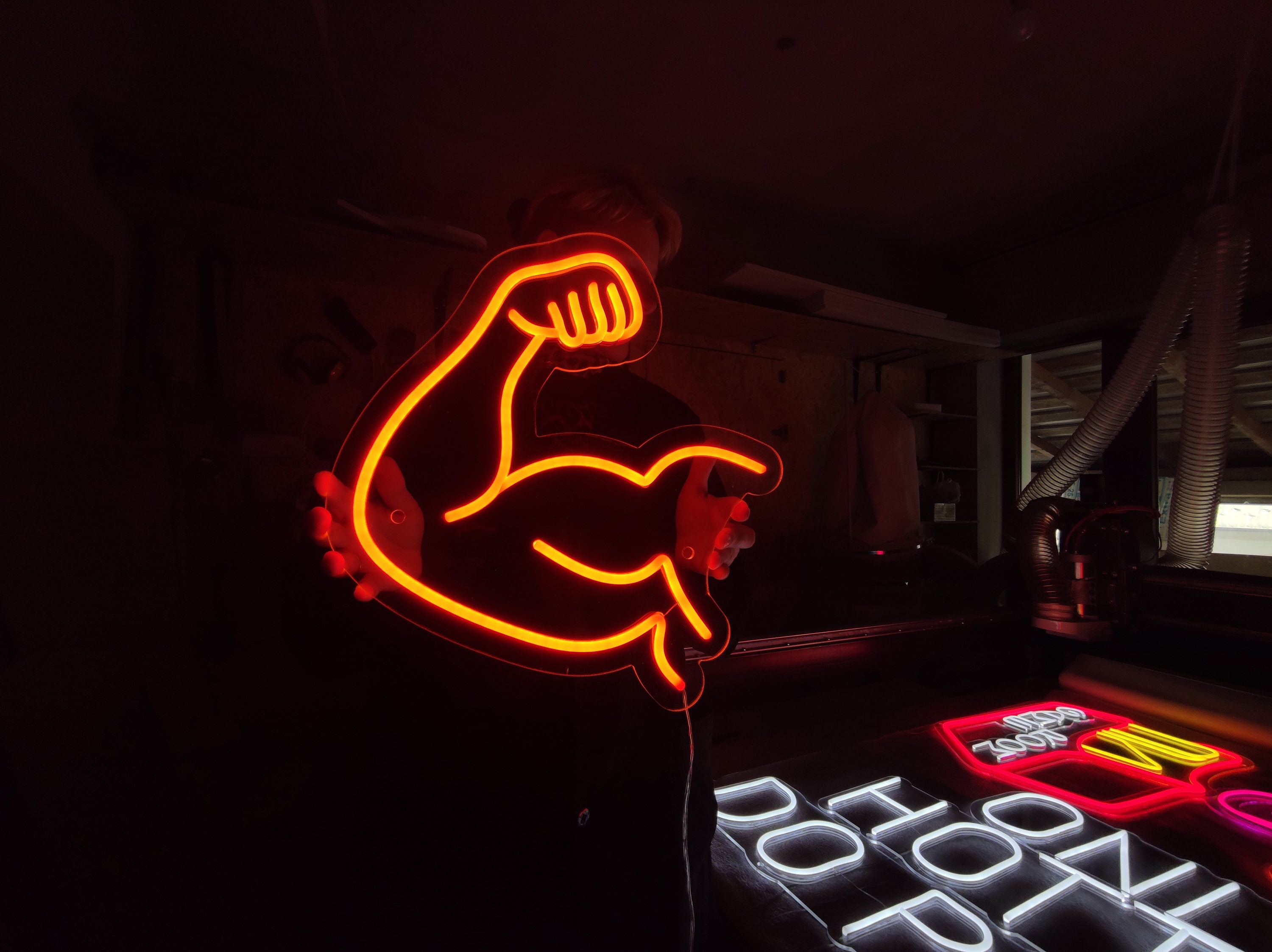 Arm Muscles Neon Sign, Biceps Led Neon, Gym Led Light, Workout Light ...