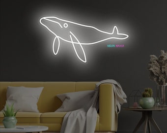 クジラのネオンサイン、海の生き物のLEDネオン、カスタムクジラLED