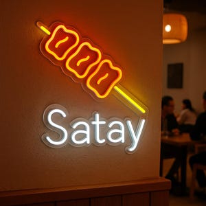 Satay Neon Sign. Barbecue Led Light. Grill Neon Decor. Vietnamese ...