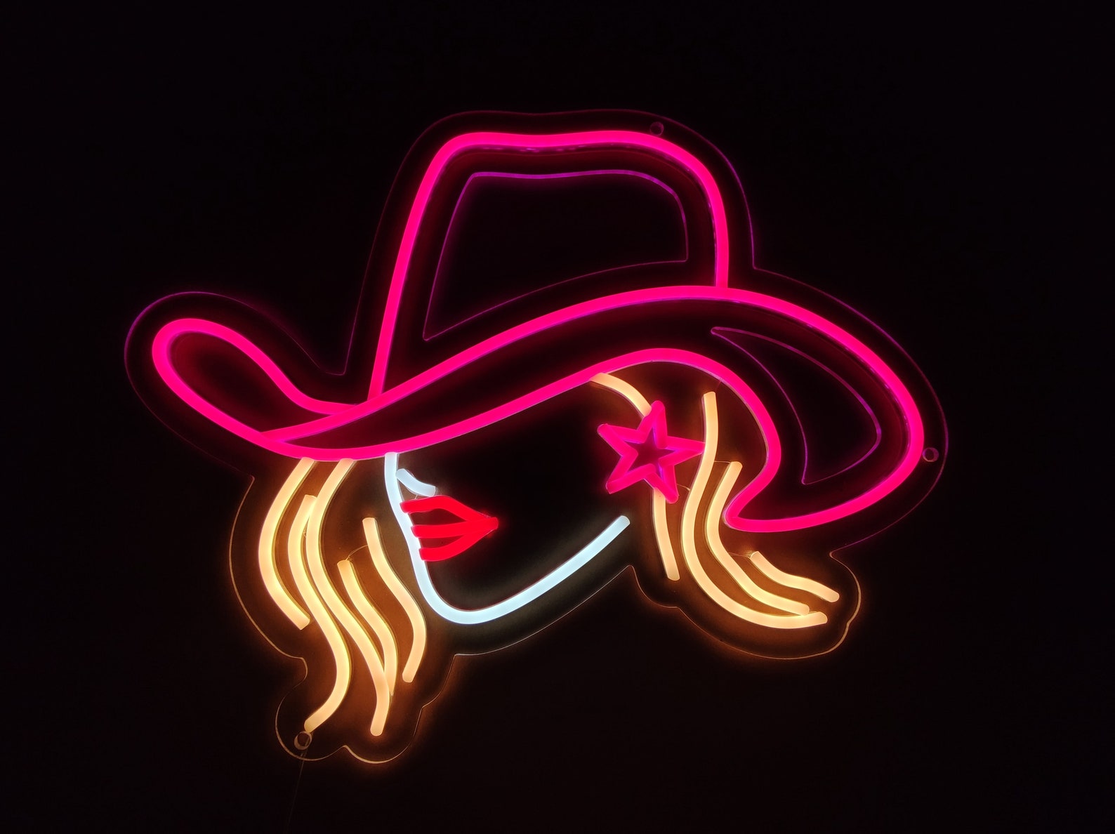 Cowgirl Neon Sign Girl in a Cowboy Hat Led Neon Light Woman - Etsy
