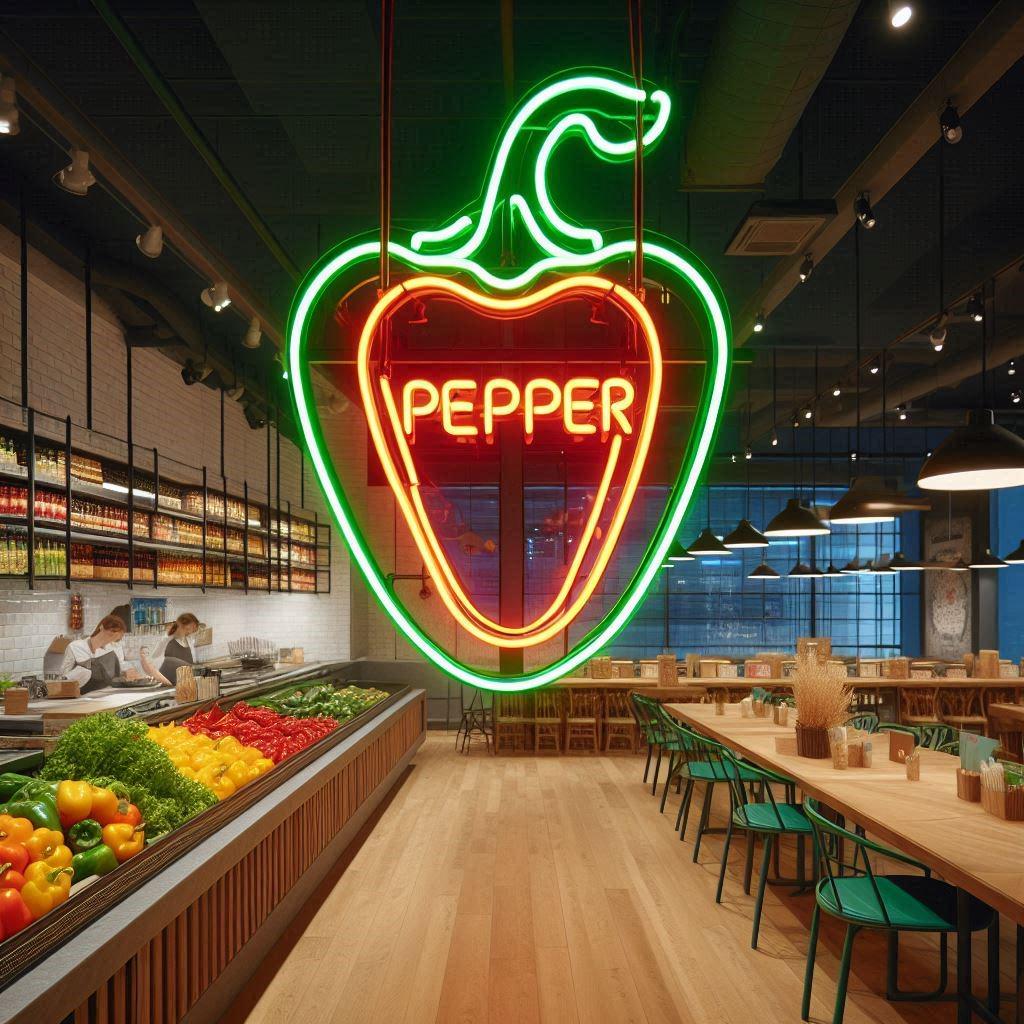 Pepper LED Neon Sign. Neon Decor for Fruit and Vegetable Store. Neon Greengrocers Decor. Produce Markets Led Sign