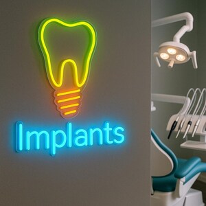 Tooth Implant Neon Sign. LED Hospital Decor. Dental Clinic Neon Decor ...