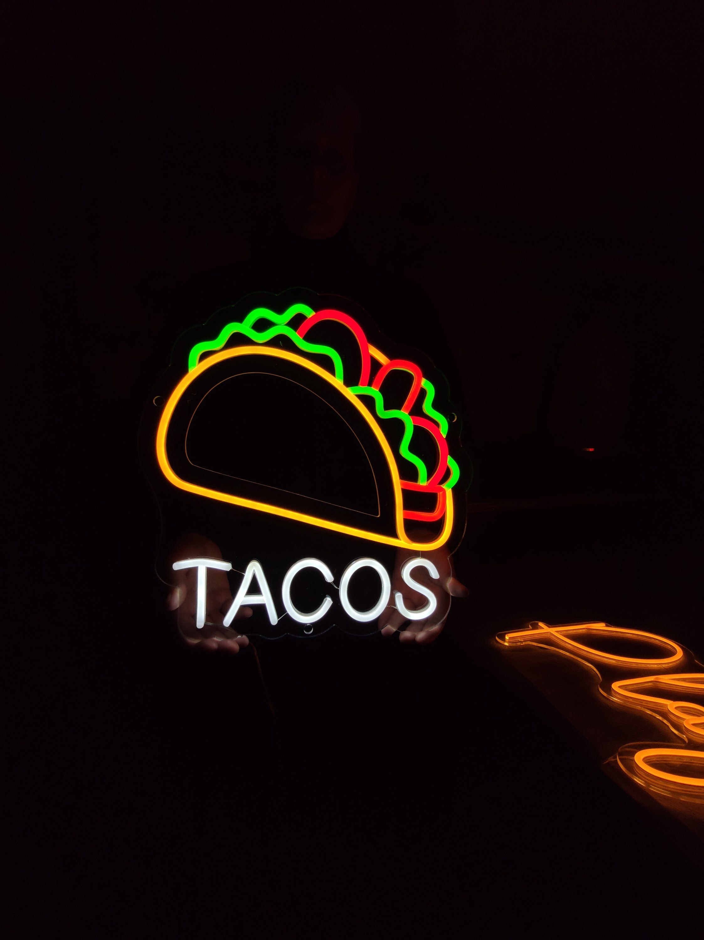 Tacos Neon Sign, Tacos Led Light, Mexican Food Neon Lights, Street