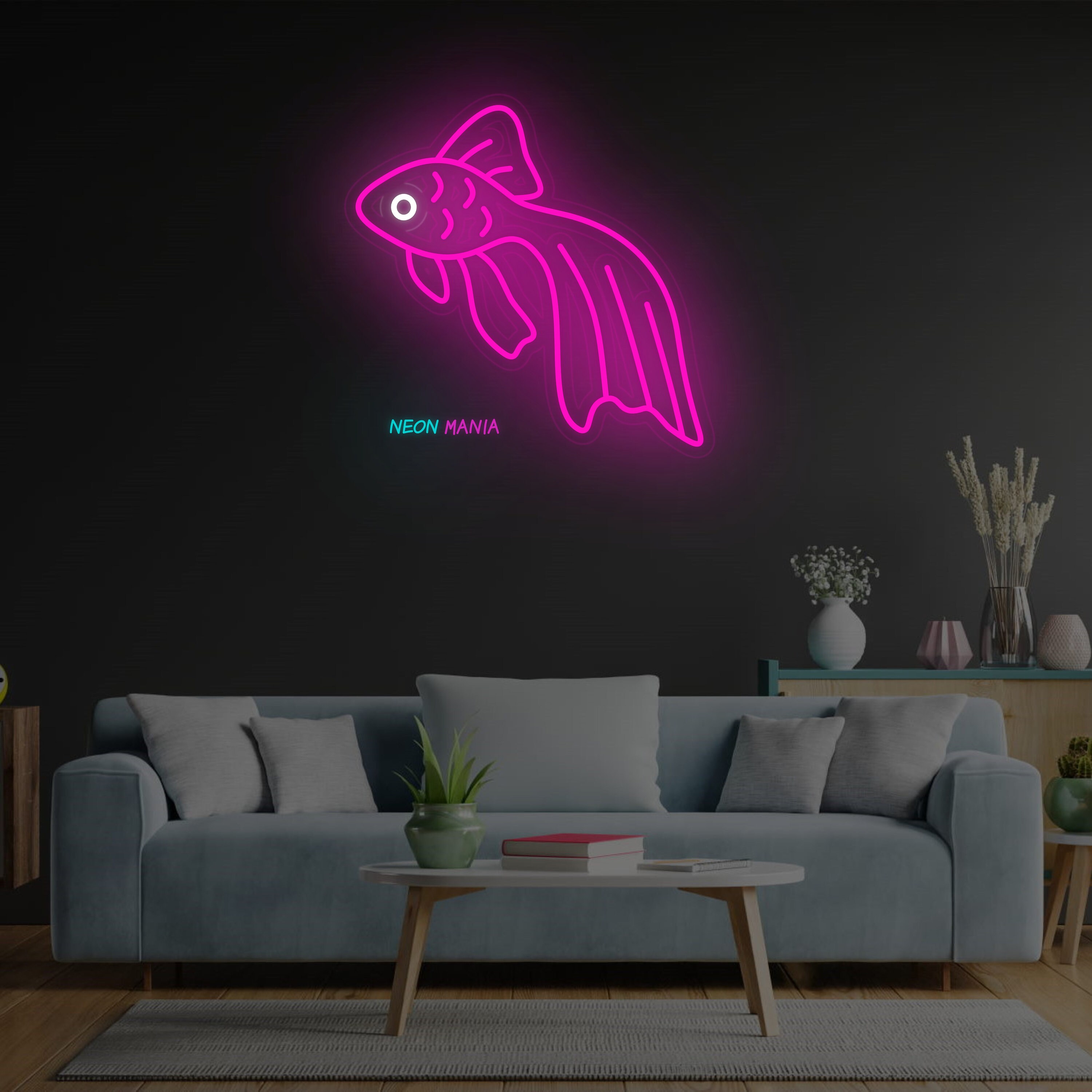 金魚のネオンサイン：家の壁を明るく照らします。水槽用LEDネオン
