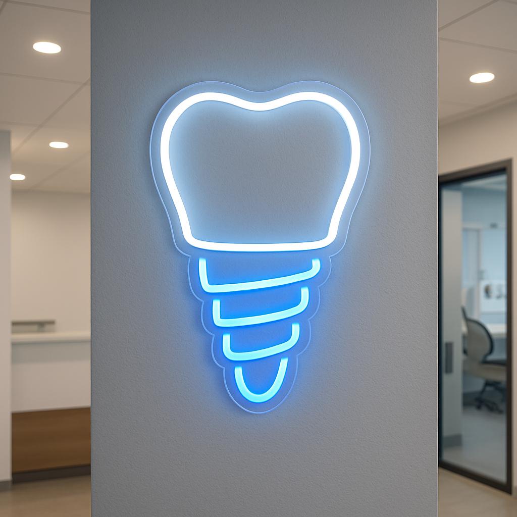 Tooth Implant Neon Sign. LED Hospital Decor. Dental Clinic Neon Decor ...