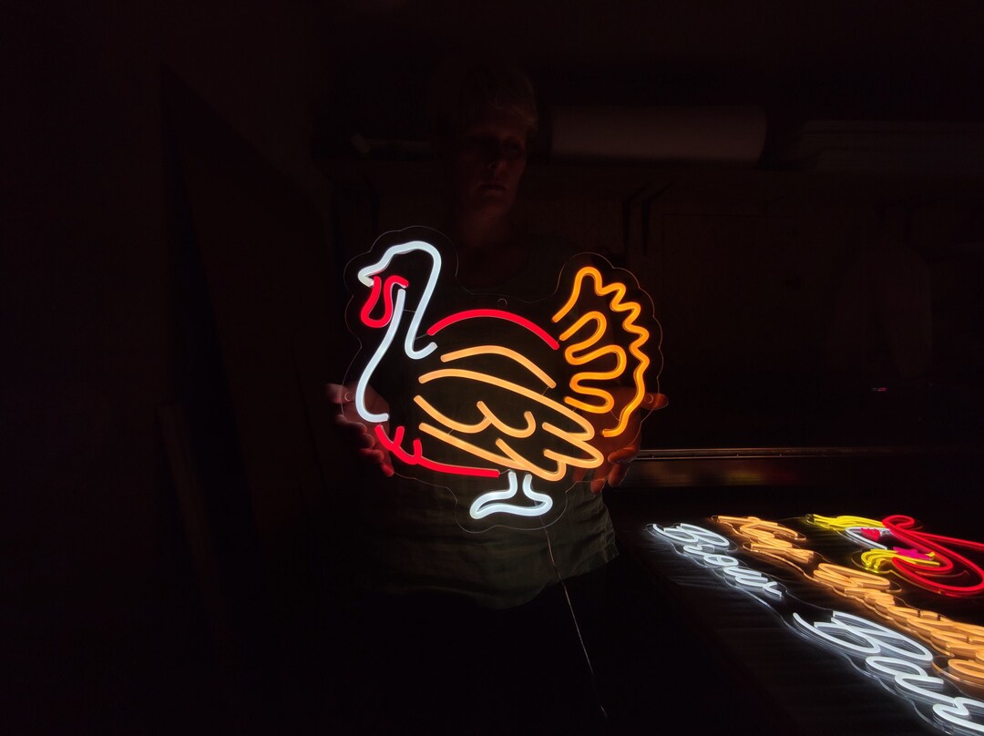 Turkey Neon Sign, Thanksgiving Day Led Light Sign, Turkey Neon Light