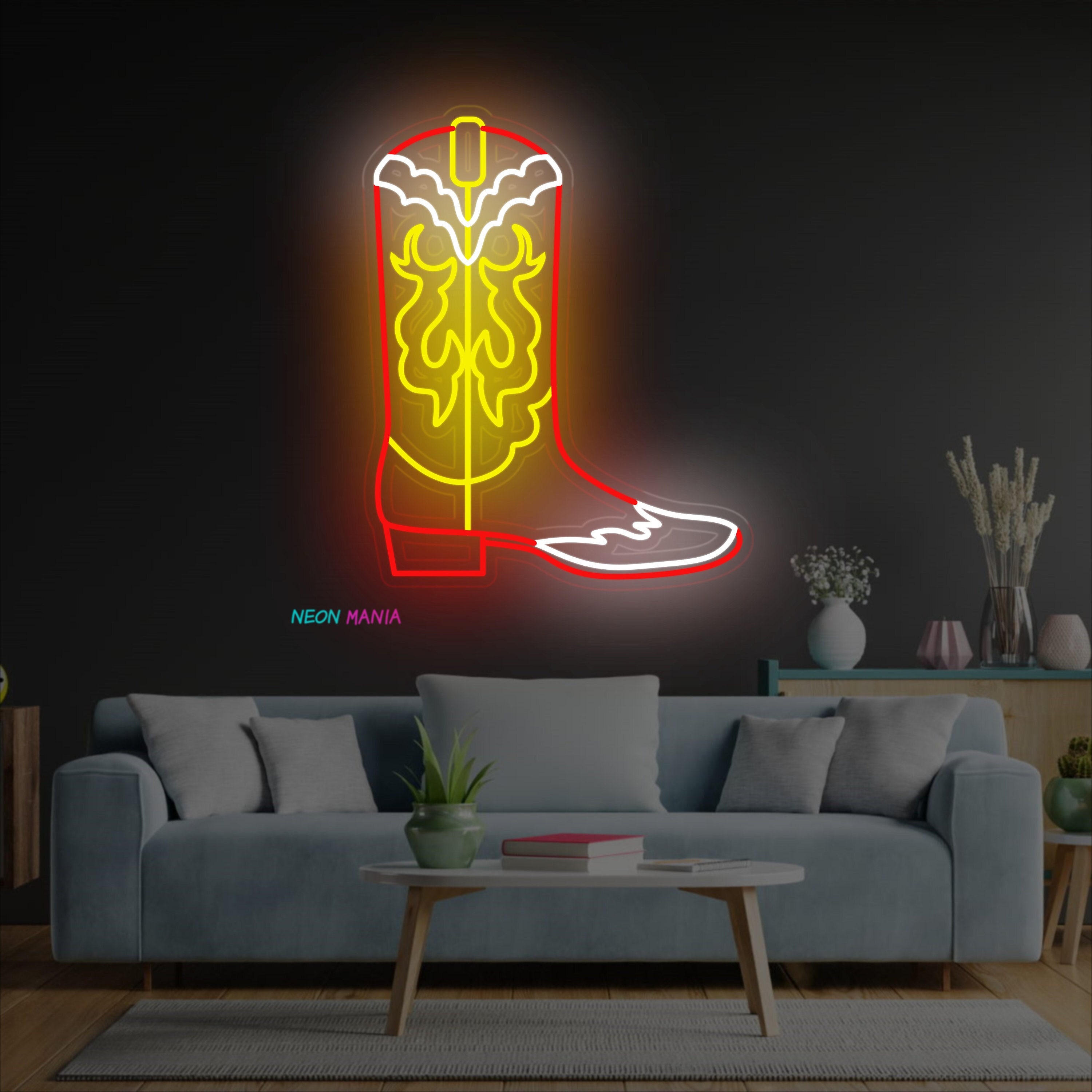 Cowboy boot neon sign, cowboy shoe led sign, western neon light, custom wall cowboy decor led light
