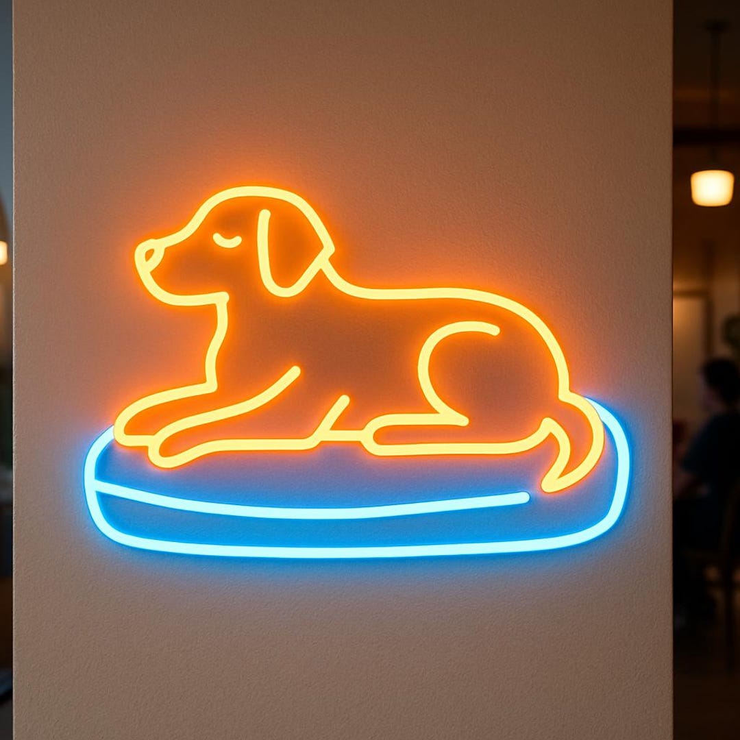Dog on Lounger Neon Sign. Pet Shop Light. Animal Led Sign. Gift Idea ...