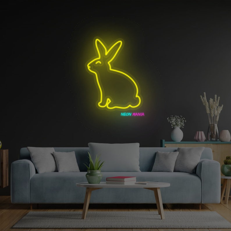 Line Rabit Neon Bunny Neon Sign, Rabbit Neon Light, Easter Bunny Led Light, Custom ...