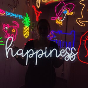 Happy Led Sign Happiness Neon Sign, Happy Led Light, Custom Bar Led Neon Sign, Home ...