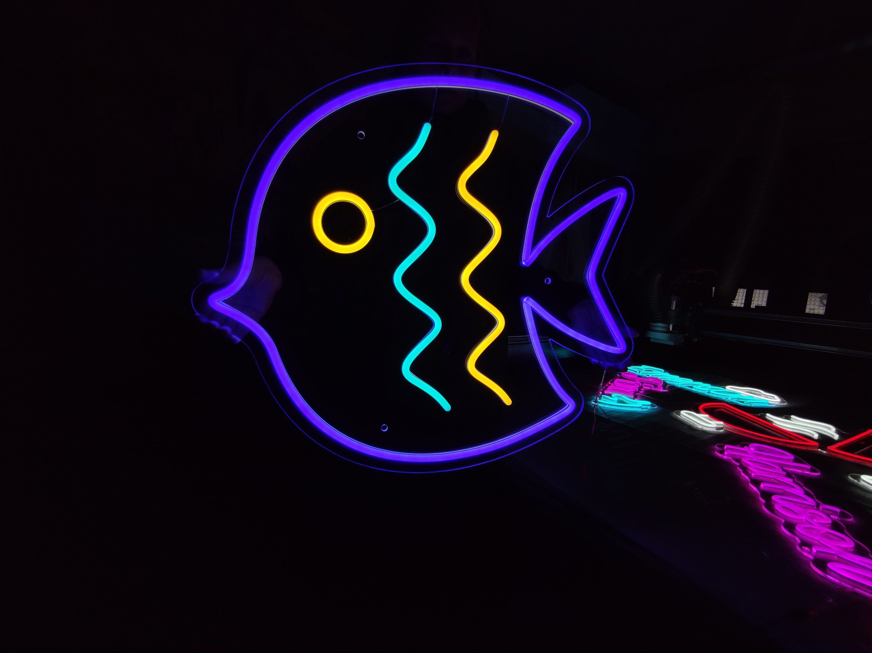 魚のネオンサイン、熱帯魚のLEDサイン、ペットショップの装飾用LED