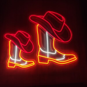 Cowboy Boot Neon Sign, Cowboy Hat Light Sign, Cowboy Shoe Led Neon