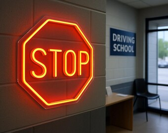 Traffic Signs Neon Sign. STOP, Parking Sign, Speed Limit 60, No
