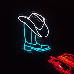 Cowboy Boot Neon Sign, Cowboy Hat Light Sign, Cowboy Shoe Led Neon