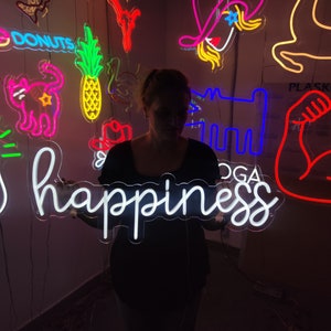 Happy Led Sign Happiness Neon Sign, Happy Led Light, Custom Bar Led Neon Sign, Home ...