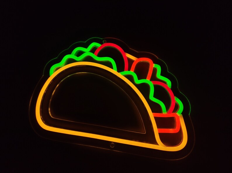 Taco Neon Sign Tacos Led Light Mexican Neon Lights Mexican Etsy