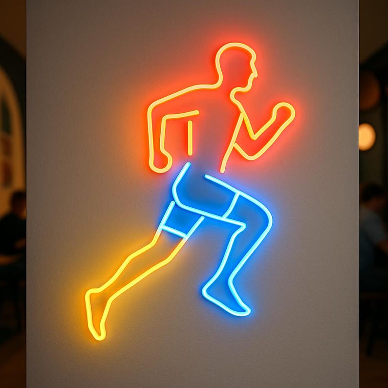 Running Neon Sign. Jogging Light. Fitness Centers Led Sign. Gift Idea ...