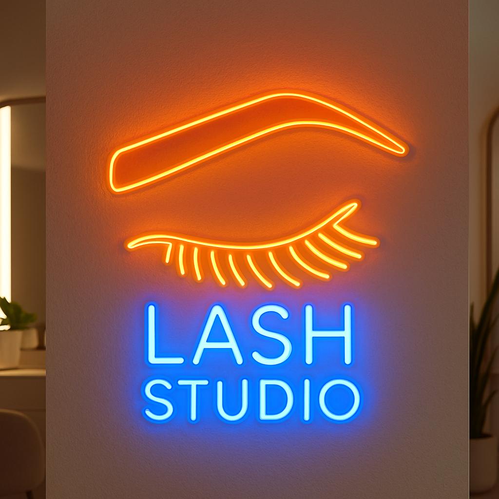 È l'insegna al neon di Lash time, insegna del salone di bellezza, luce al neon di Lashes Studio, insegna LED del salone di ciglia, arredamento personalizzato della camera di bellezza
