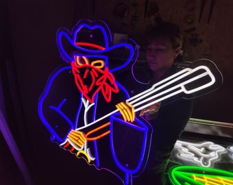 Cowboy Neon Sign, Wrangler Led Sign, Western Neon Light, Sheriff