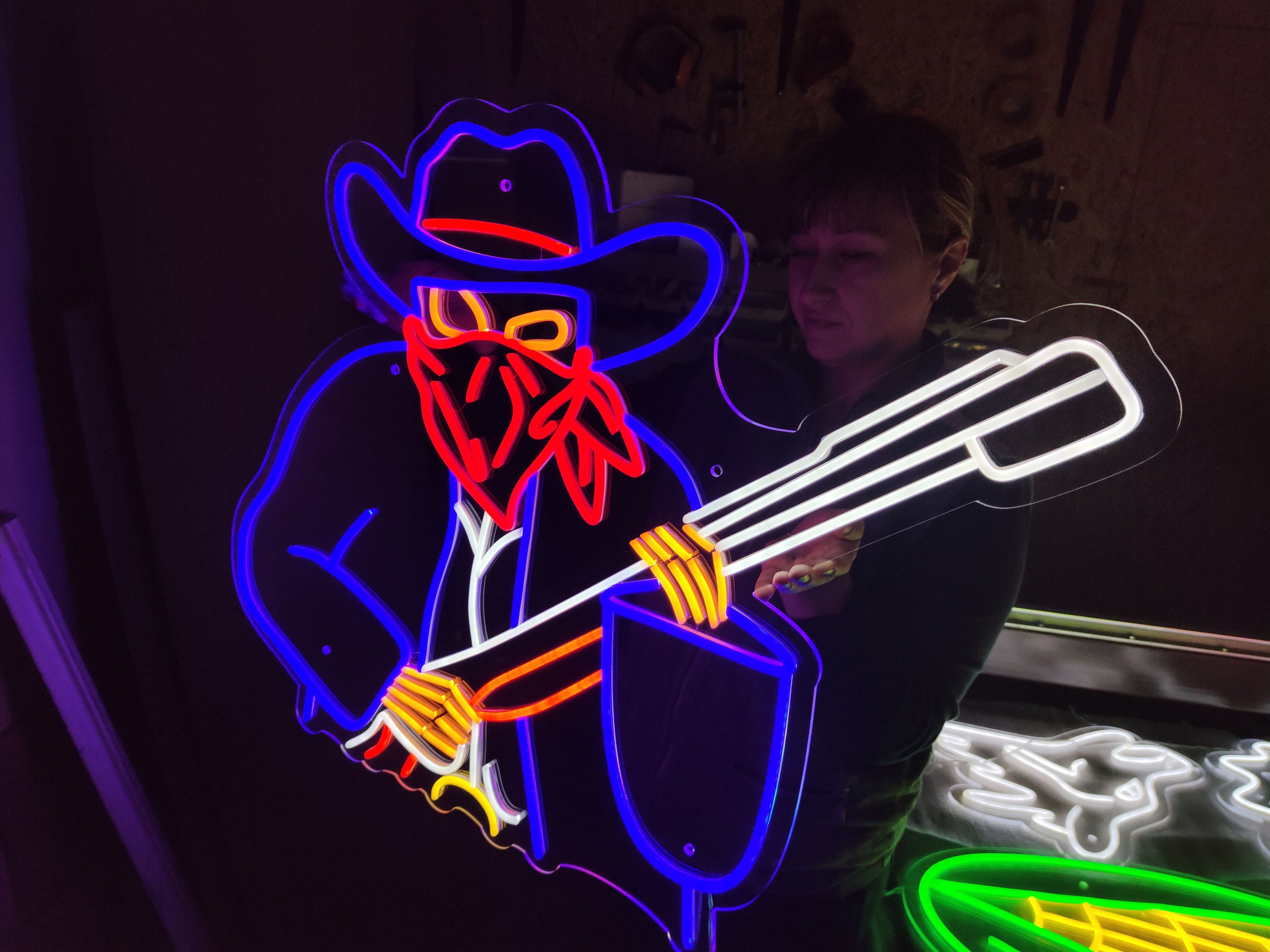 Cowboy Neon Sign, Wrangler Led Sign, Western Neon Light, Sheriff