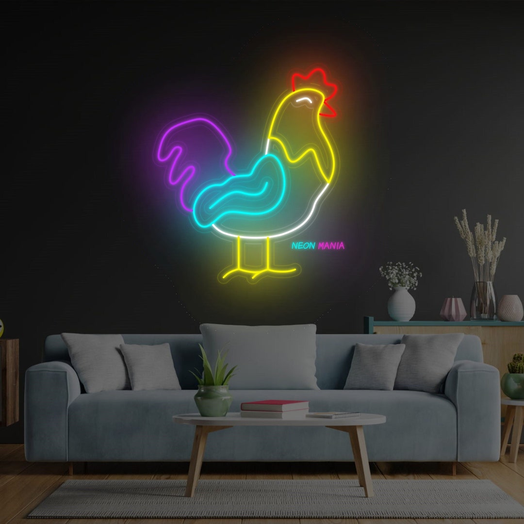 Rooster Neon Sign, Cock Led Sign, Animal Led Light, Custom Gift for Pet ...