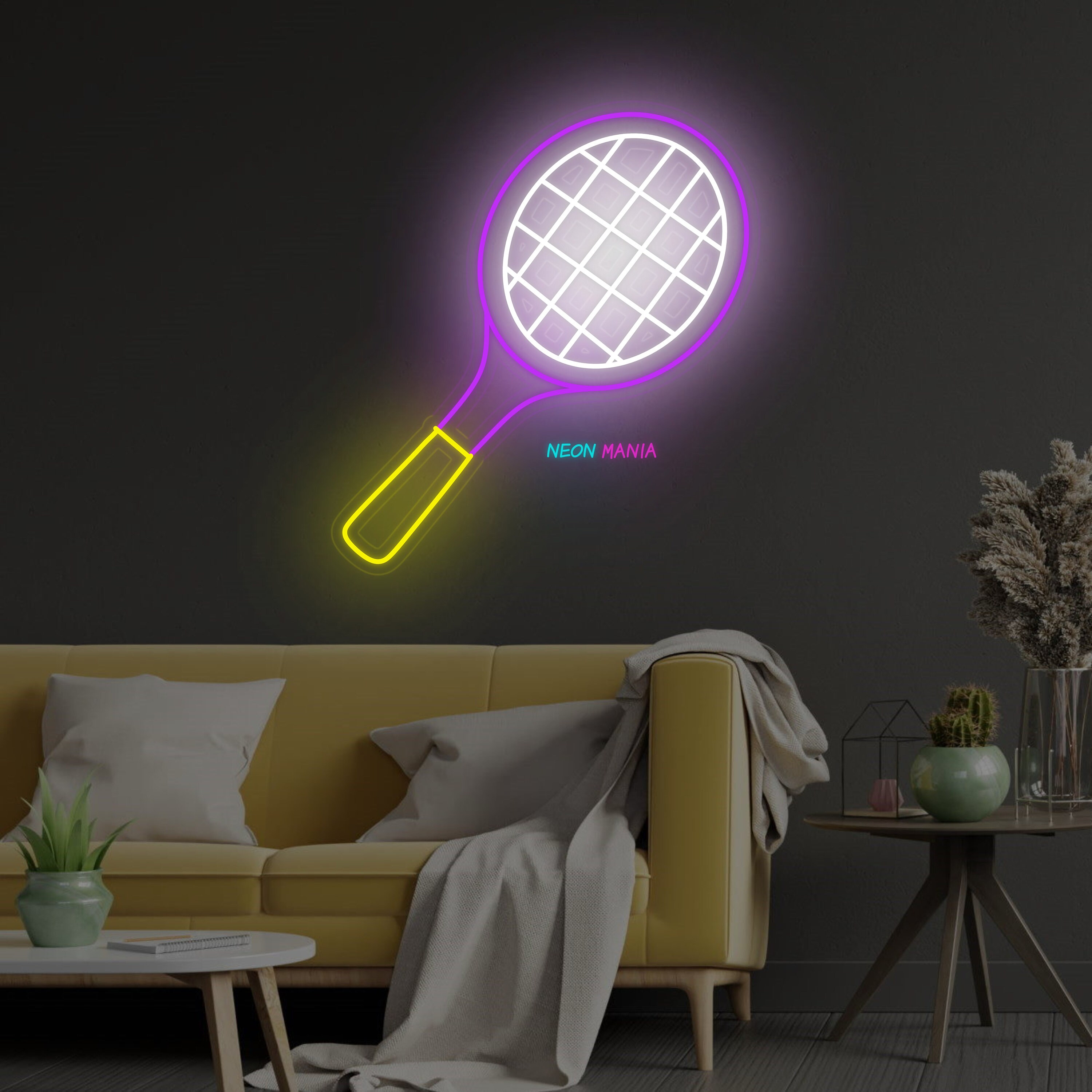 Tennis Racket Sign Custom Tennis Racket Neon Sign, Badminton Racket Led Neon Light, Custom Sport ...